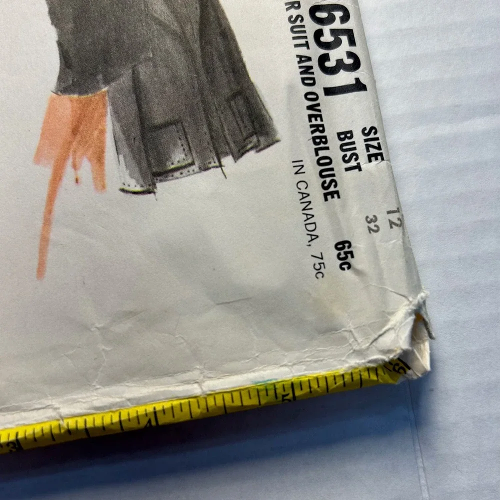McCalls Vintage 1960's Pattern #6531‎ Misses and Junior Suit/Overblouse Size 12